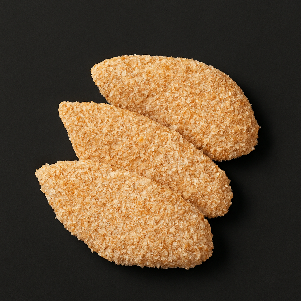 Cooked chicken piccata fillets in lemon butter sauce, garnished with capers and parsley on ceramic plate